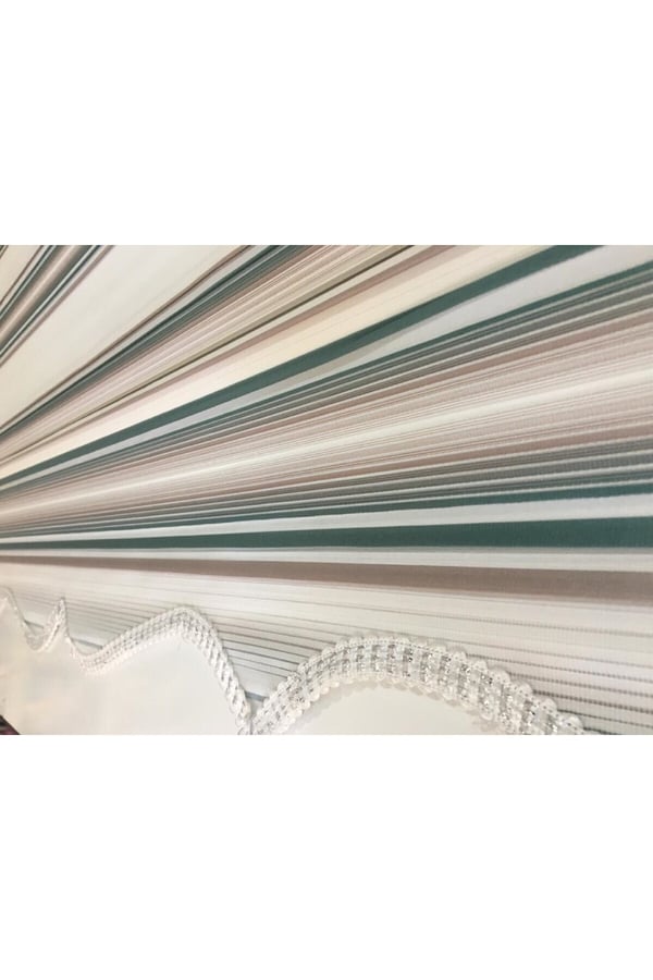 Stor Perde Vizon Mint Yeşili Drapeli Zebra Perde