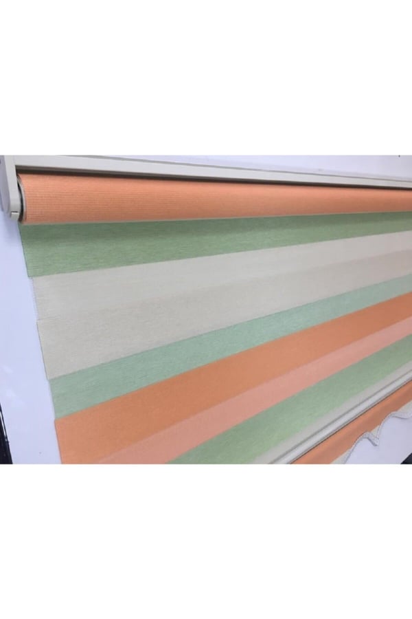 Stor Perde Yeşil Turuncu Renk Geçişli Zebra Perde
