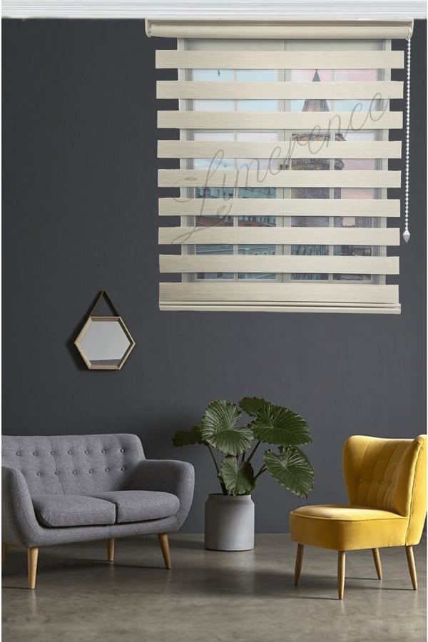 Stor Perde Zebra Perde Bambu Krem Lcrbmb 100x200