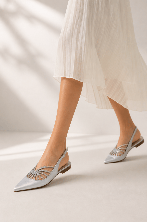 CERSEI Kadın Taş İşlemeli Sivri Burun Slingback Babet Ayakkabı