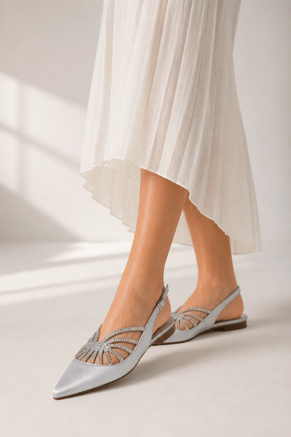 CERSEI Kadın Taş İşlemeli Sivri Burun Slingback Babet Ayakkabı