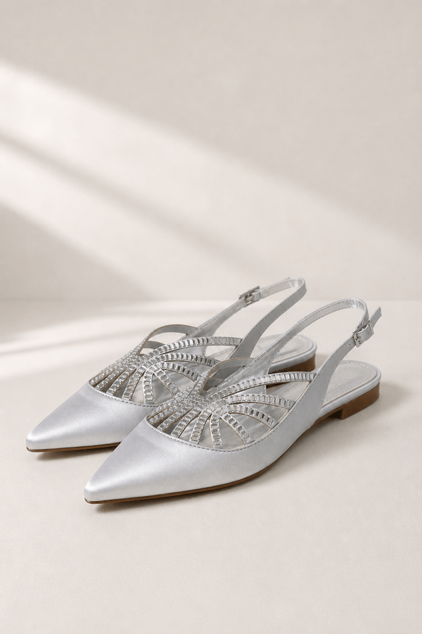 CERSEI Kadın Taş İşlemeli Sivri Burun Slingback Babet Ayakkabı
