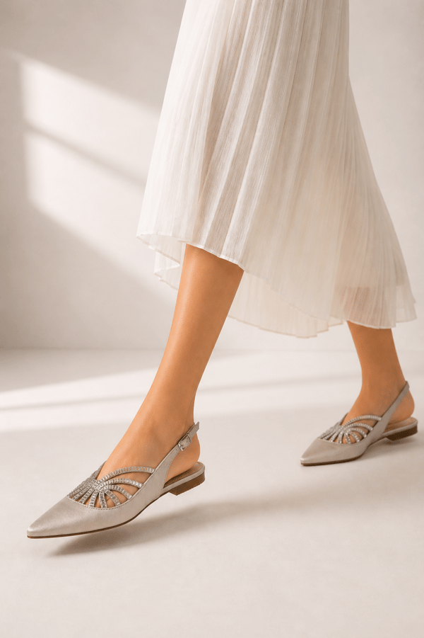 CERSEI Kadın Taş İşlemeli Sivri Burun Slingback Babet Ayakkabı