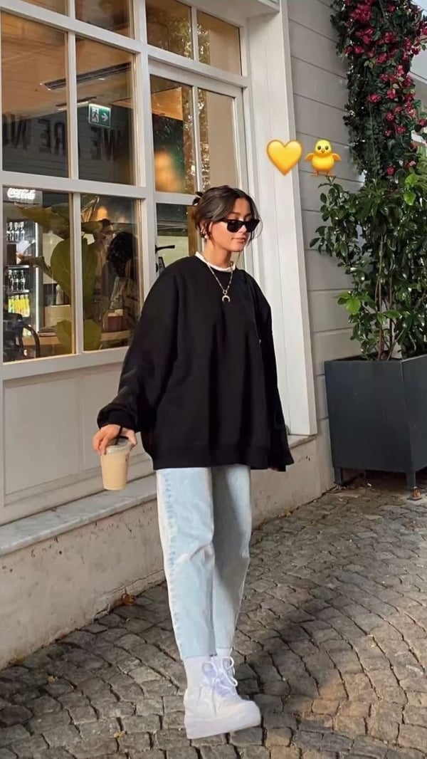 SİYAH OVERSİZE SWEAT