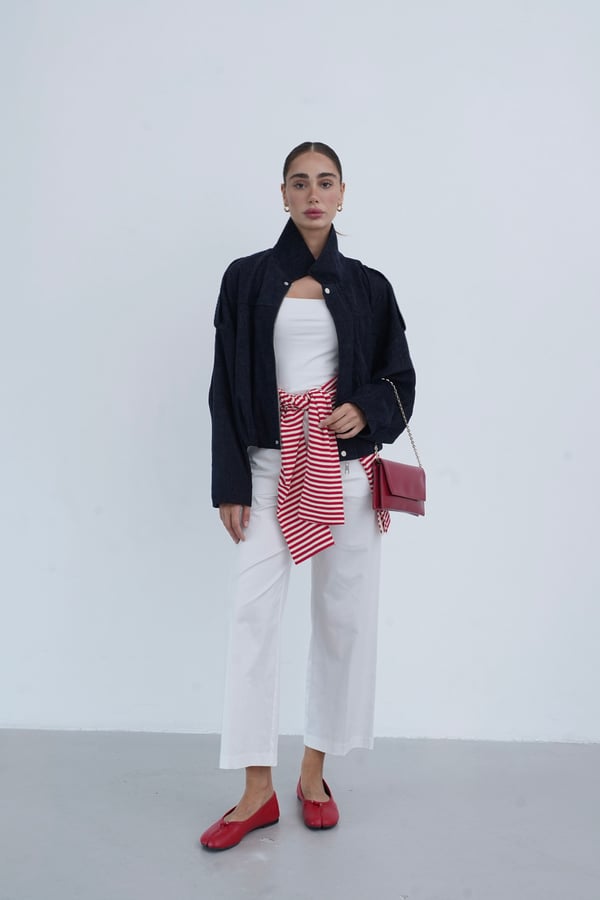 Kadın Lacivert Oversize Bomber Ceket