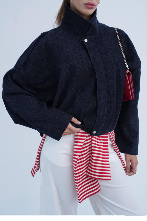 Kadın Lacivert Oversize Bomber Ceket