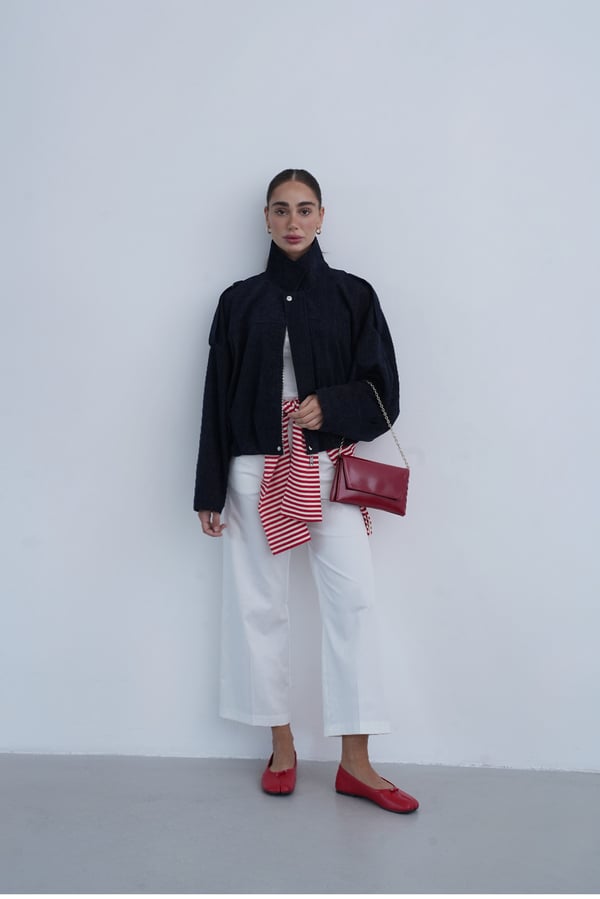 Kadın Lacivert Oversize Bomber Ceket