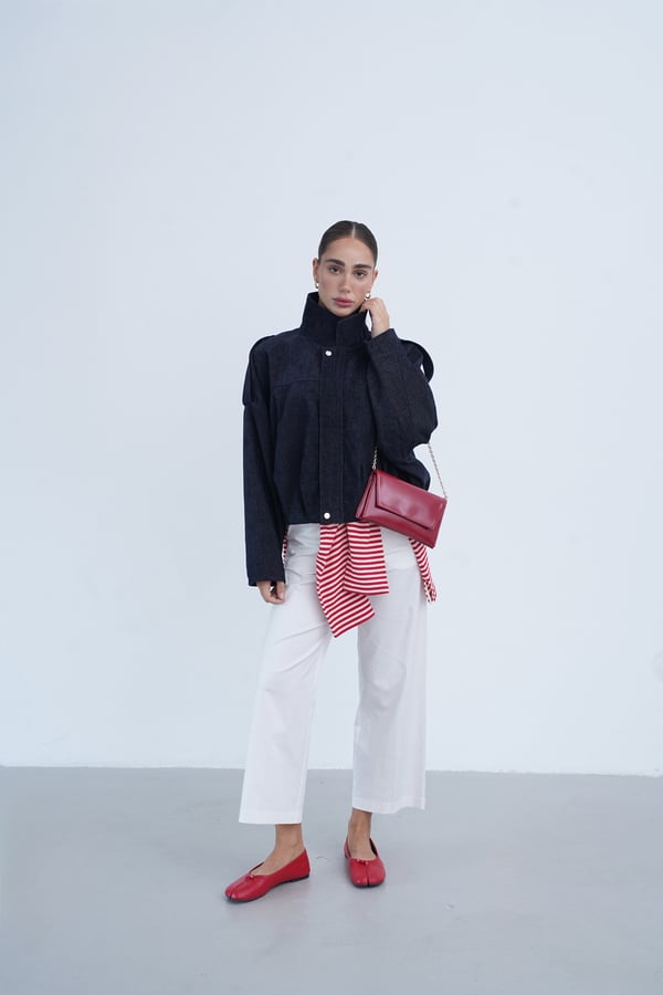 Kadın Lacivert Oversize Bomber Ceket