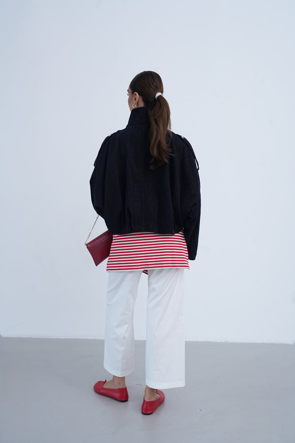 Kadın Lacivert Oversize Bomber Ceket
