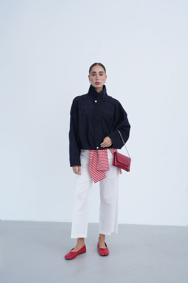 Kadın Lacivert Oversize Bomber Ceket