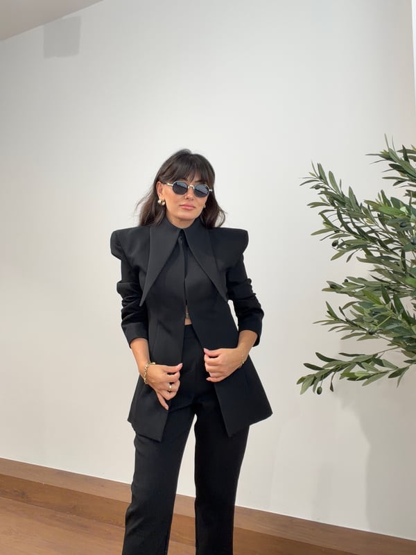 Fit Kesim Ceket Pantolon Takım Siyah