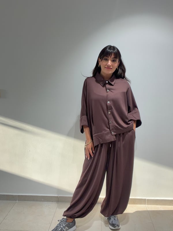Oversize Şalvar Model Takım Kahve