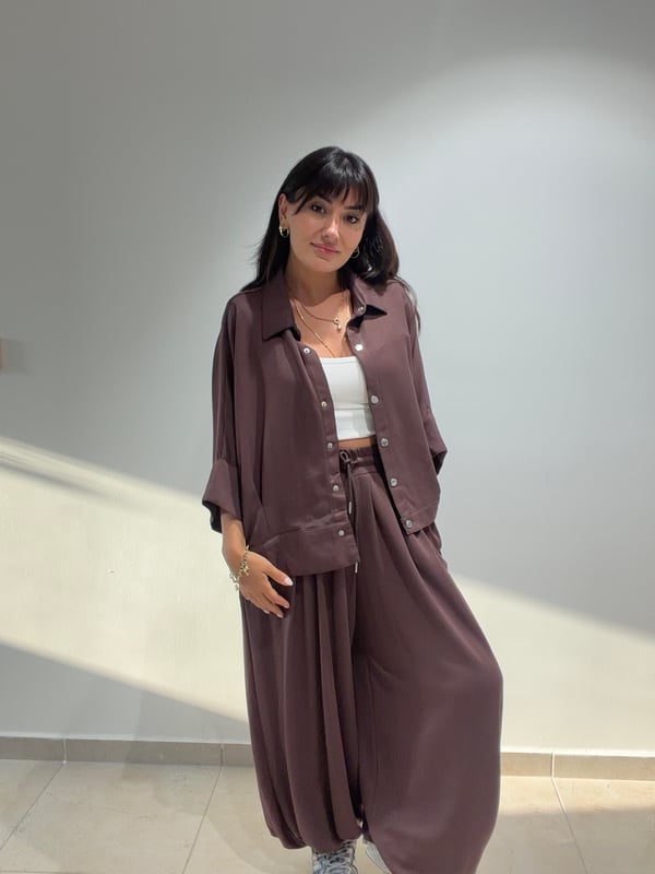 Oversize Şalvar Model Takım Kahve