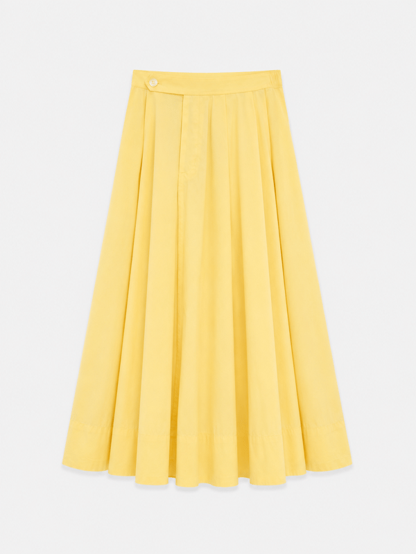 Poplin Midi Boy Etek Bel Lastikli - Sarı