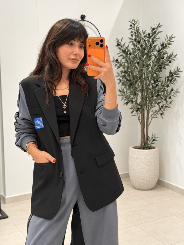 Şeritli Beazer Ceket Pantalon Takım-Siyah Antrasit