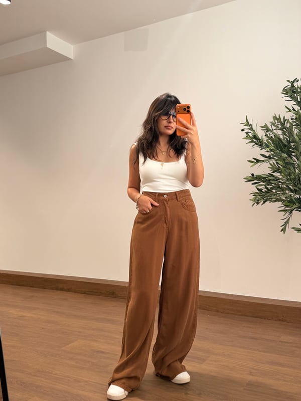 Yumuşacık Tencel Jean Pantolon Kiremit
