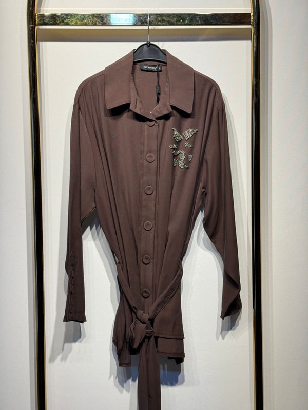 CEREMONY Beli Kuşaklı Boncuk İşlemeli Oversize Ceket