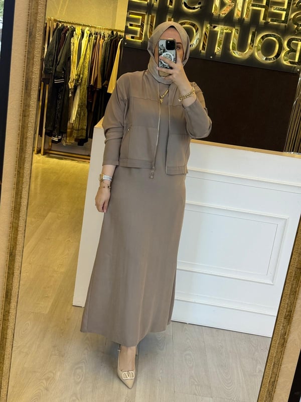 CEREMONY Ceketi Bambu Detaylı Elbiseli Takım