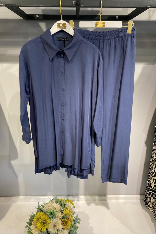 CEREMONY GÖMLEĞİNİN ARKASI KRAŞLI TENCEL PANTOLON TAKIM