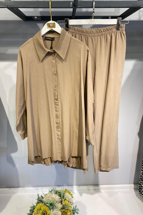 CEREMONY GÖMLEĞİNİN ARKASI KRAŞLI TENCEL PANTOLON TAKIM