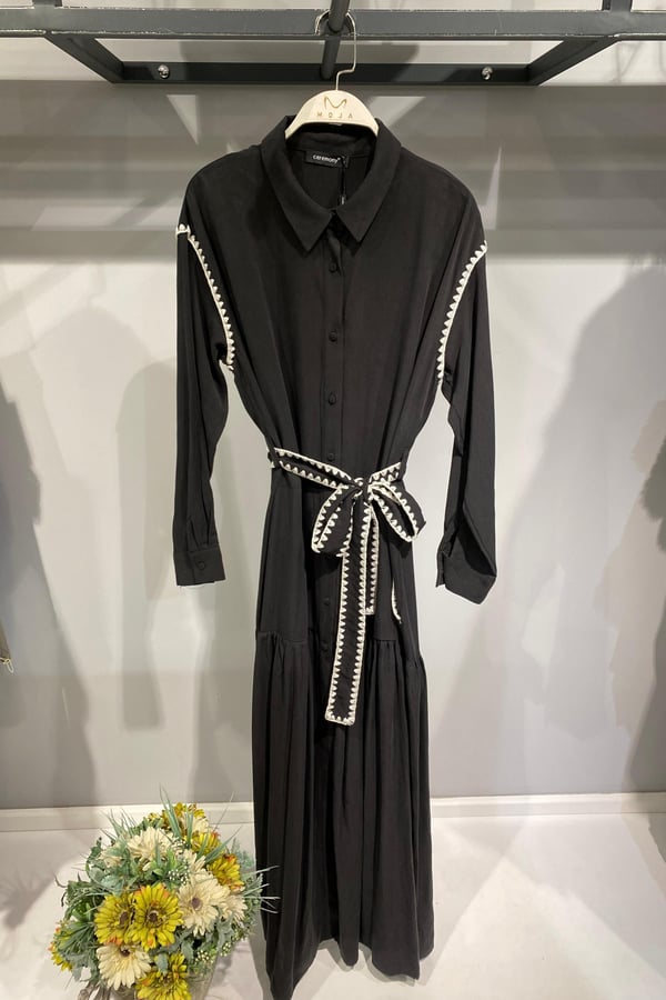 CEREMONY OMZU VE KEMERİ ÇOBAN DİKİŞLİ TENCEL ELBİSE