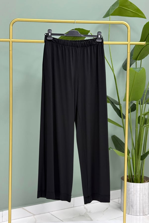 CEREMONY Paçası Katlama Dikiş Beli Lastikli Bol Paça Bambu Pantolon