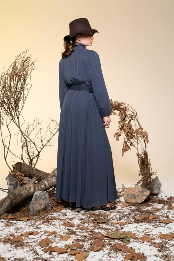 CEREMONY TAM FERMUARLI KEMERLİ TENCEL ELBİSE