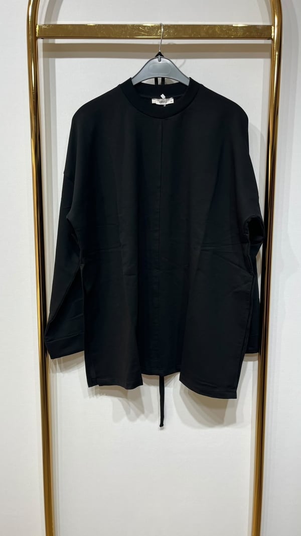 EKRUTEX Dikiş Detaylı Yırtmaçlı Sweatshirt