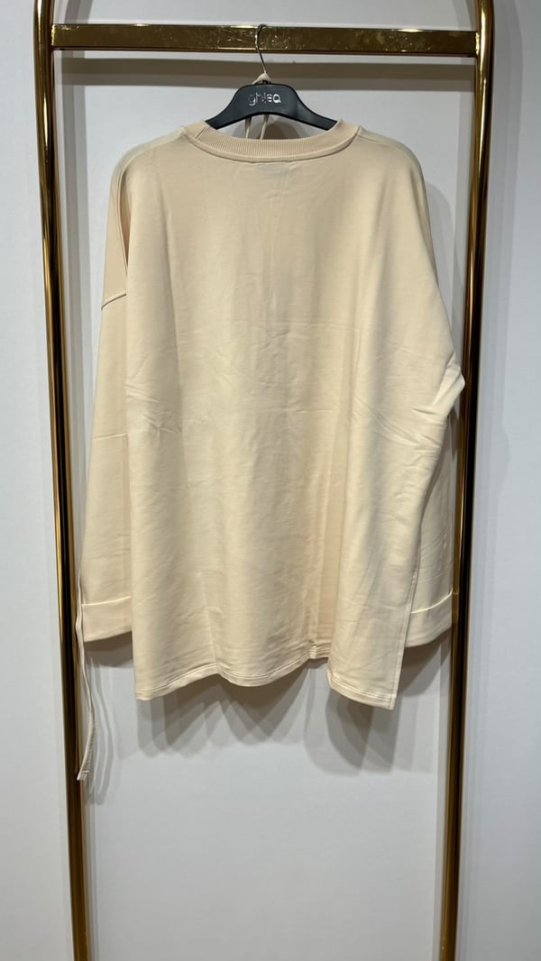 EKRUTEX Dikiş Detaylı Yırtmaçlı Sweatshirt
