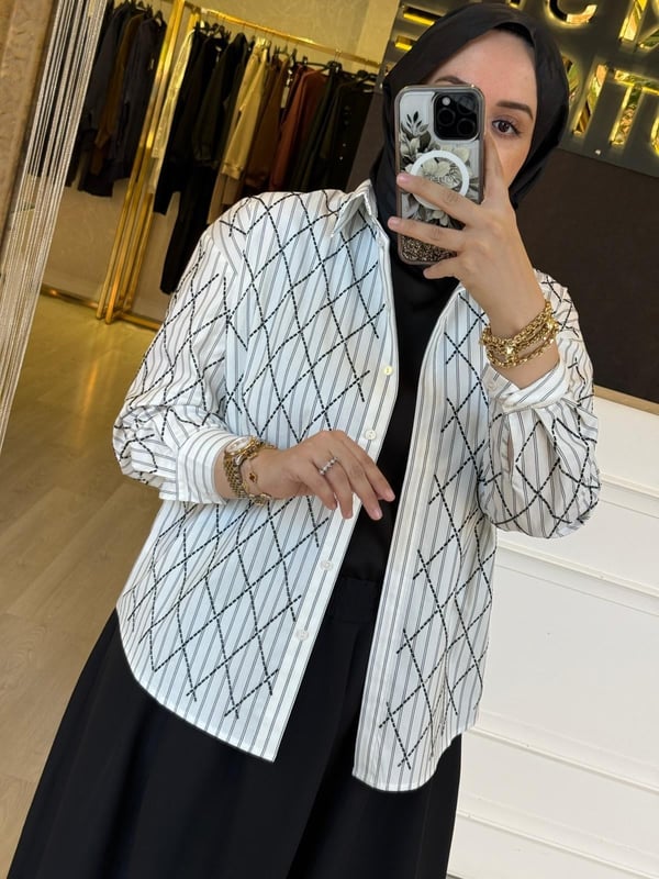 EXQUİSE Taş İşlemeli Kailee Gömlek