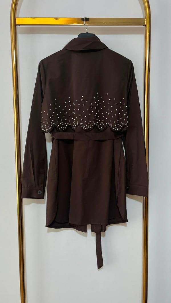FUAT GÜRSEN Boncuk İşleme Kısa Trenç Kap