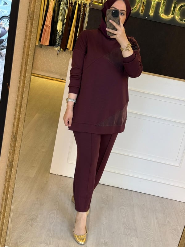 FUAT GÜRSEN Payet İşlemeli Tunik Pantolon Takım