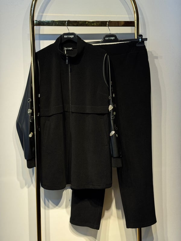FUAT GÜRSEN Triko Mx Suni Deri Önden Fermuarlı Ceket Pantolon Takım