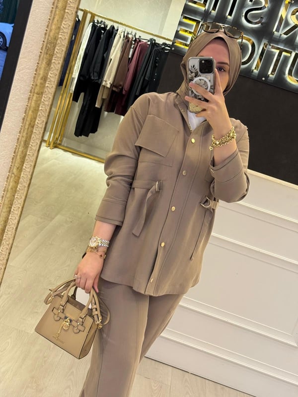 GHİSA Belden Bağlamalı Tunik Pantolon Takım