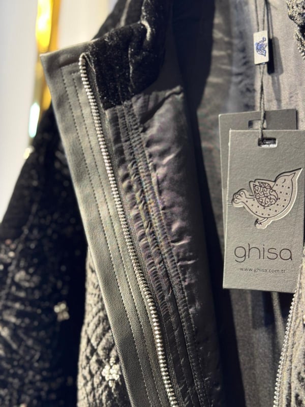GHİSA Boncuk İşlemeli Belden Gizli Bağcık Bağlamalı Rahat Ceket