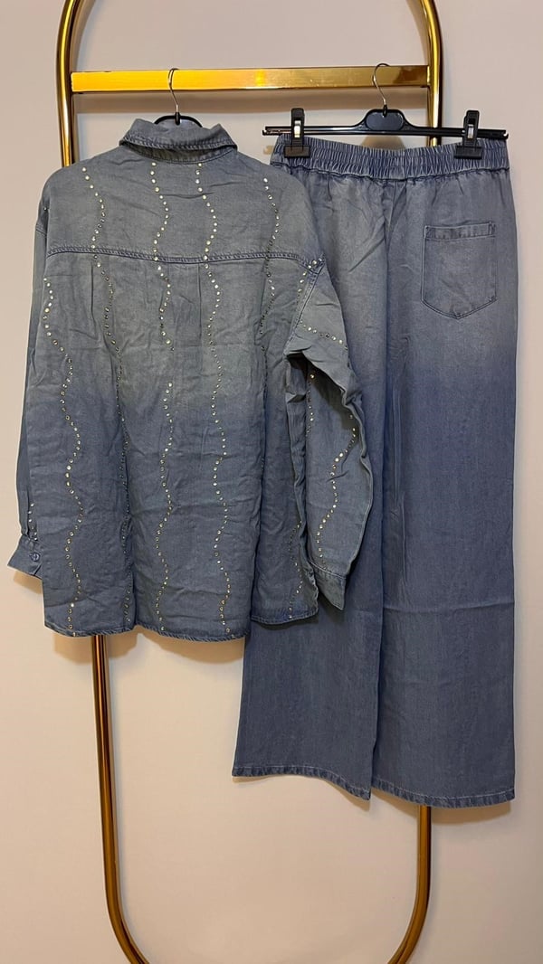 GHİSA Burgu Taş İşleme Denim Pantolon Takım