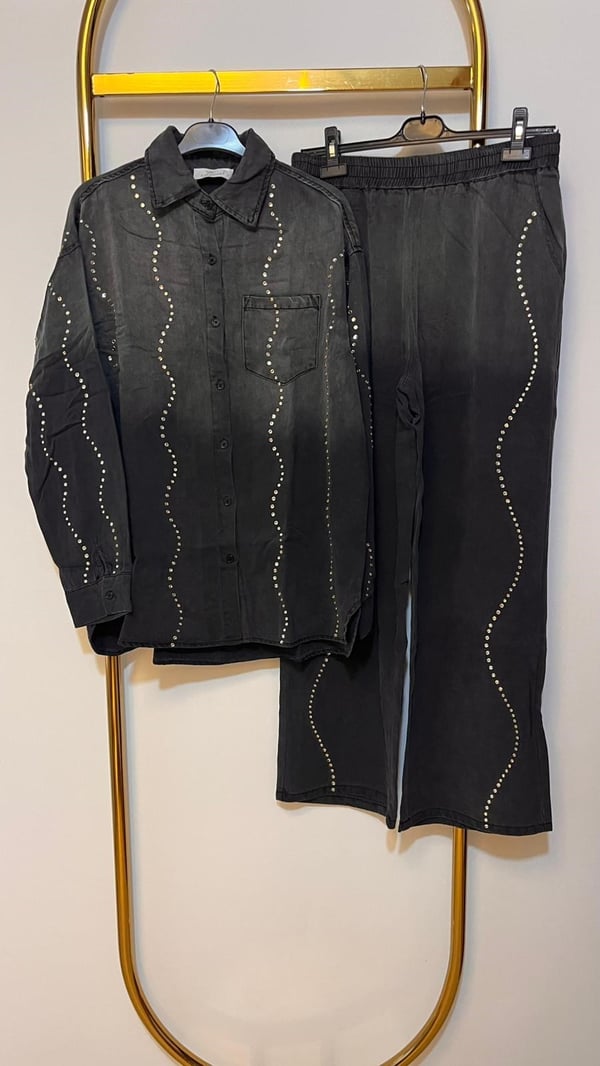 GHİSA Burgu Taş İşleme Denim Pantolon Takım
