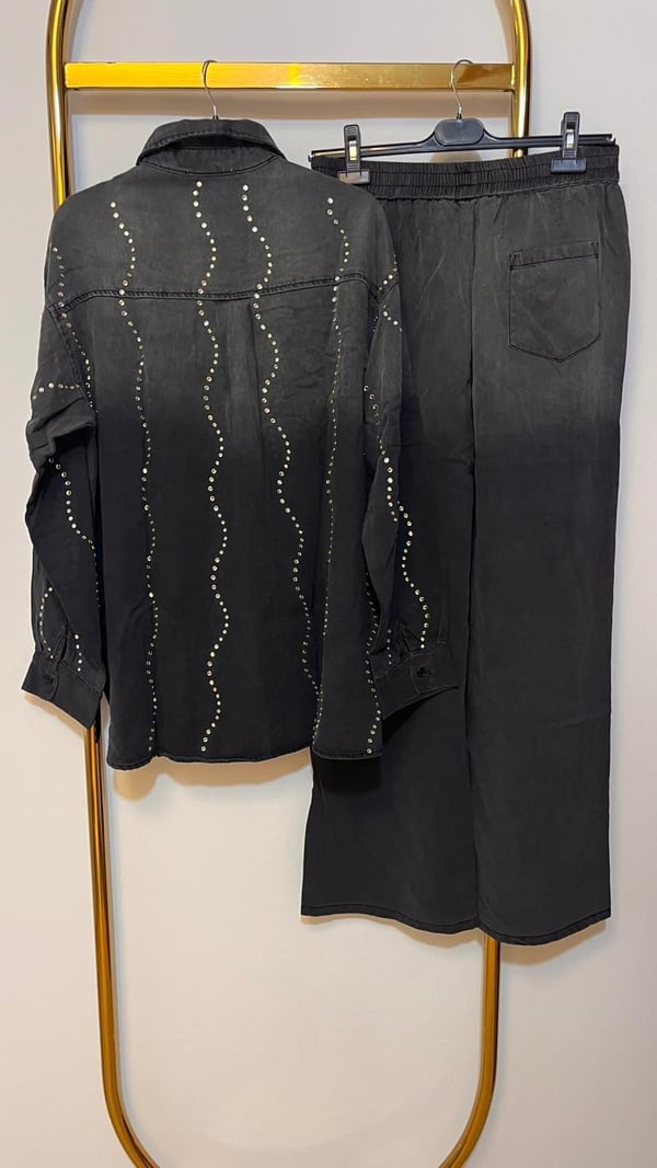 GHİSA Burgu Taş İşleme Denim Pantolon Takım