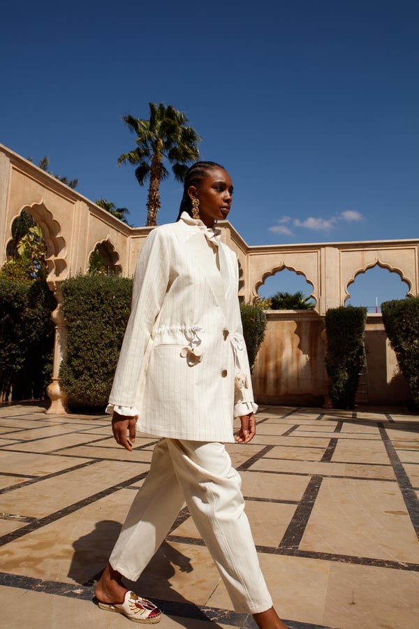 GHİSA Çizgili Ceket Düz Pantolon Takım