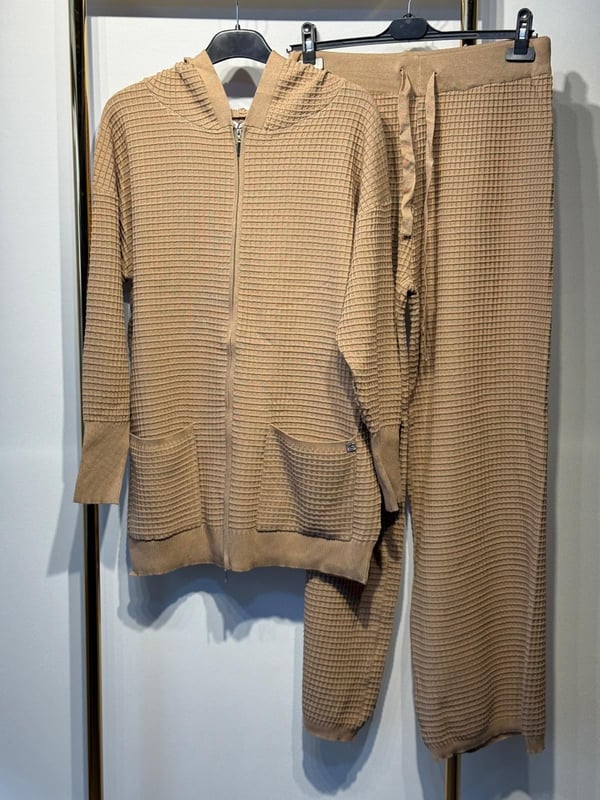 GHİSA Desenli Örme Triko Kapşonlu Sweat Pantolon Takım