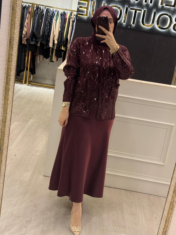 GHİSA Ful Payet İşlemeli Yakasız Merserize Ceket
