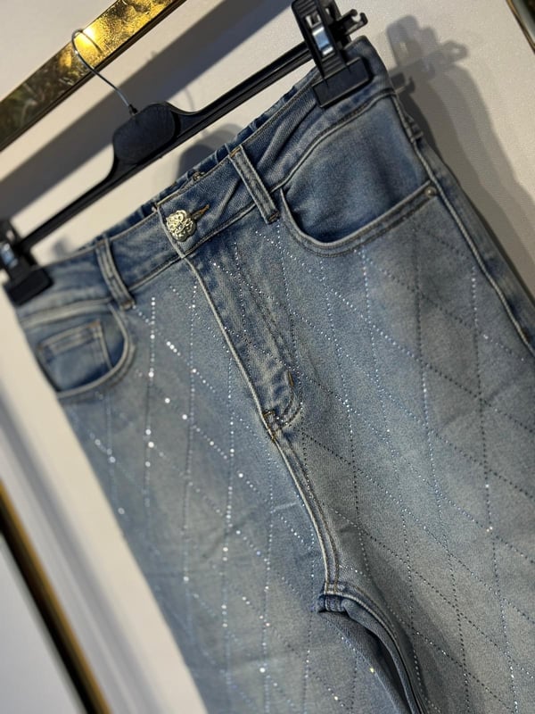 GHİSA Full Pırlanta İşlemeli Rahat Denim Jeans Pantolon
