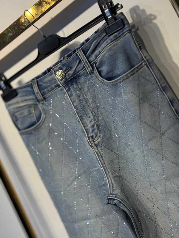 GHİSA Full Pırlanta İşlemeli Rahat Denim Jeans Pantolon