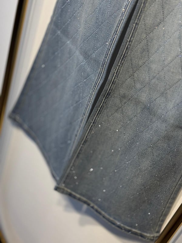 GHİSA Full Pırlanta İşlemeli Rahat Denim Jeans Pantolon