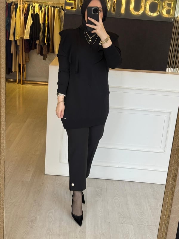 GHİSA Merserize Kumaş Kabartma ve Parça Tasarım Rahat Tunik