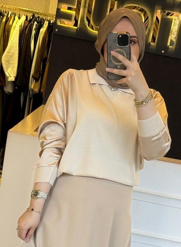 GHİSA Merserize Mix Saten Tasarım Tunik