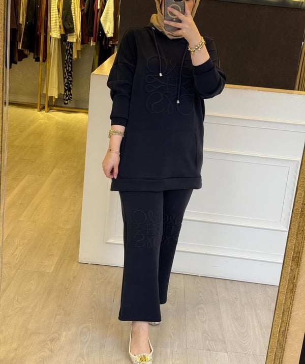 GHİSA Nakış İşlemeli Kapşonlu Sweat Pantolon Takım