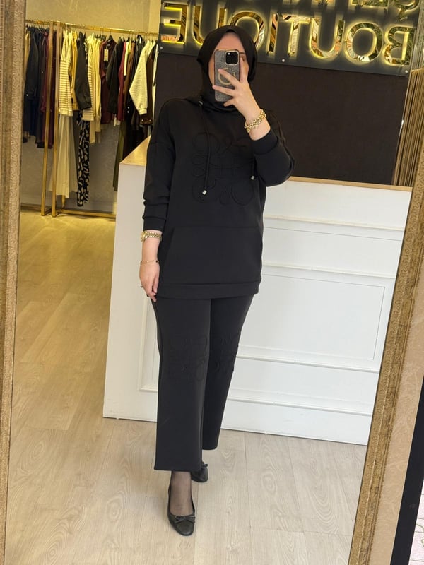 GHİSA Nakış İşlemeli Kapşonlu Sweat Pantolon Takım