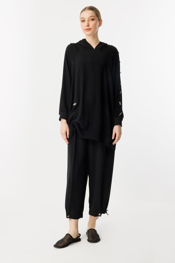 GHİSA Omzu Düğme Detaylı Sweatshirt Pantolon Takım