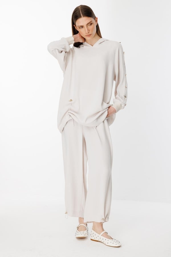 GHİSA Omzu Düğme Detaylı Sweatshirt Pantolon Takım